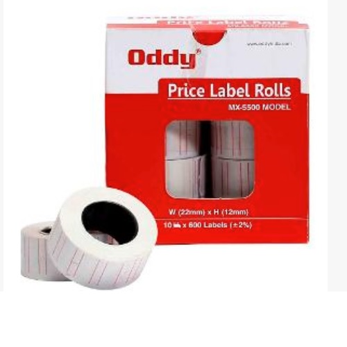 Oddy Price Lable Rolls White Red Line Pack Of 10 Rolls, PLR - W 600